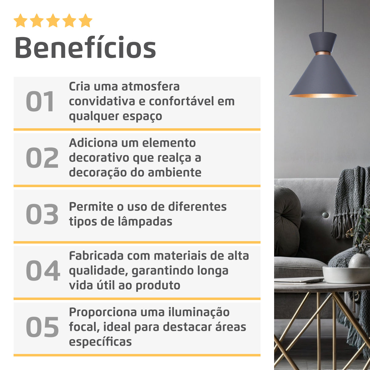 Pendente Lustre Luminária Berlin 23cm Cinza