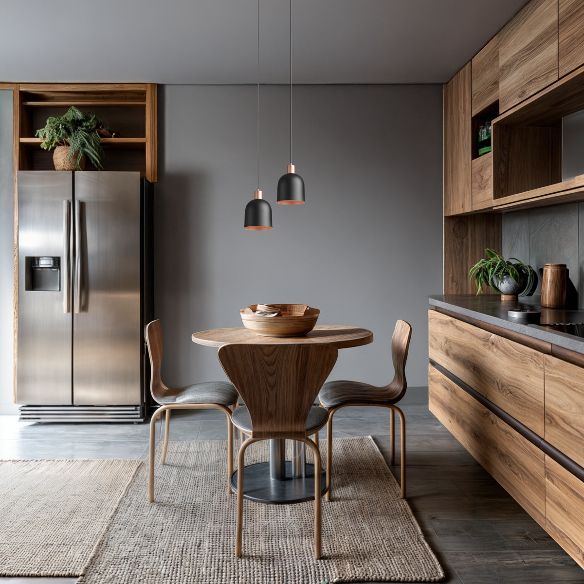 Pendente Lustre Luminária Open Preto - Duplo