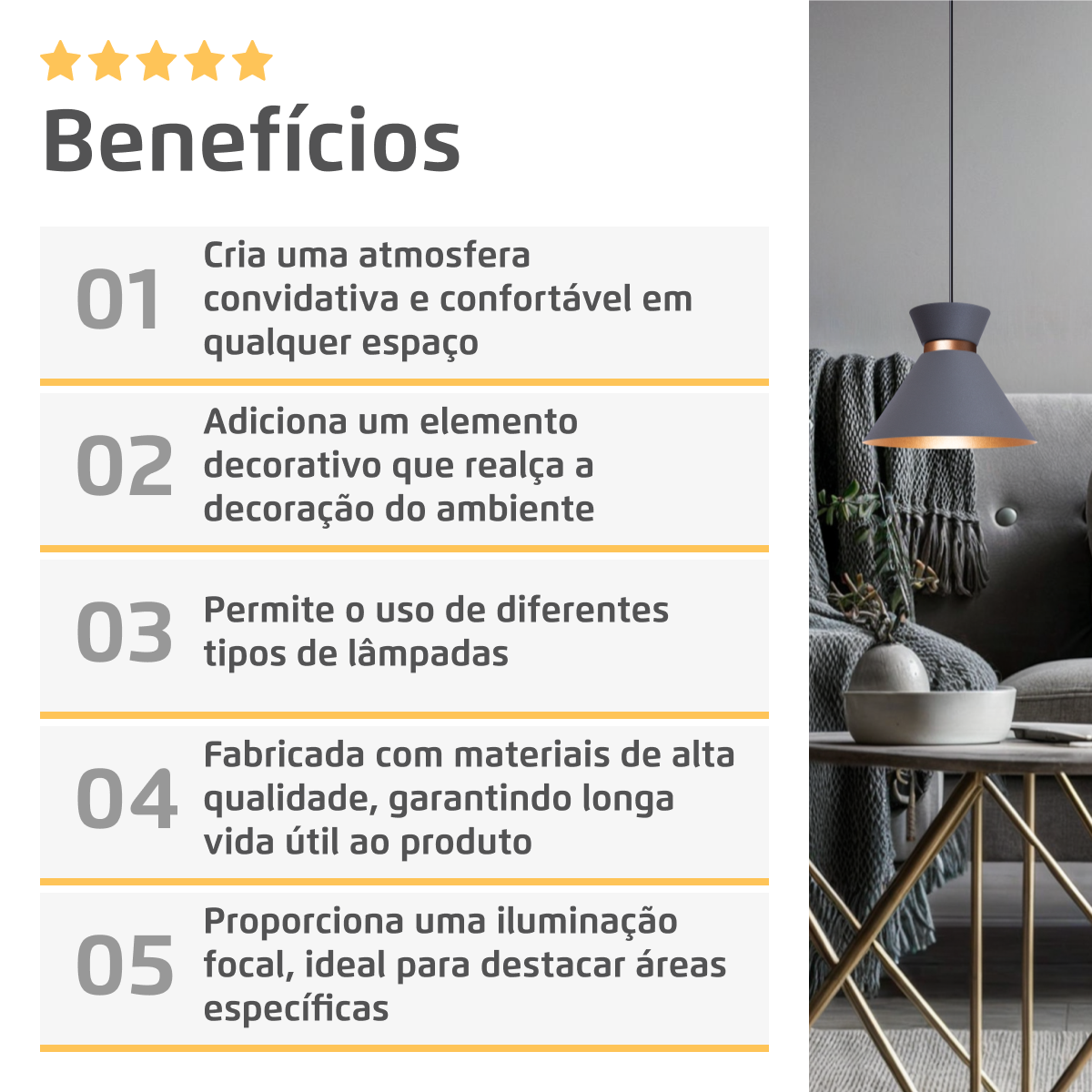 Pendente Lustre Luminária Berlin 15cm Cinza