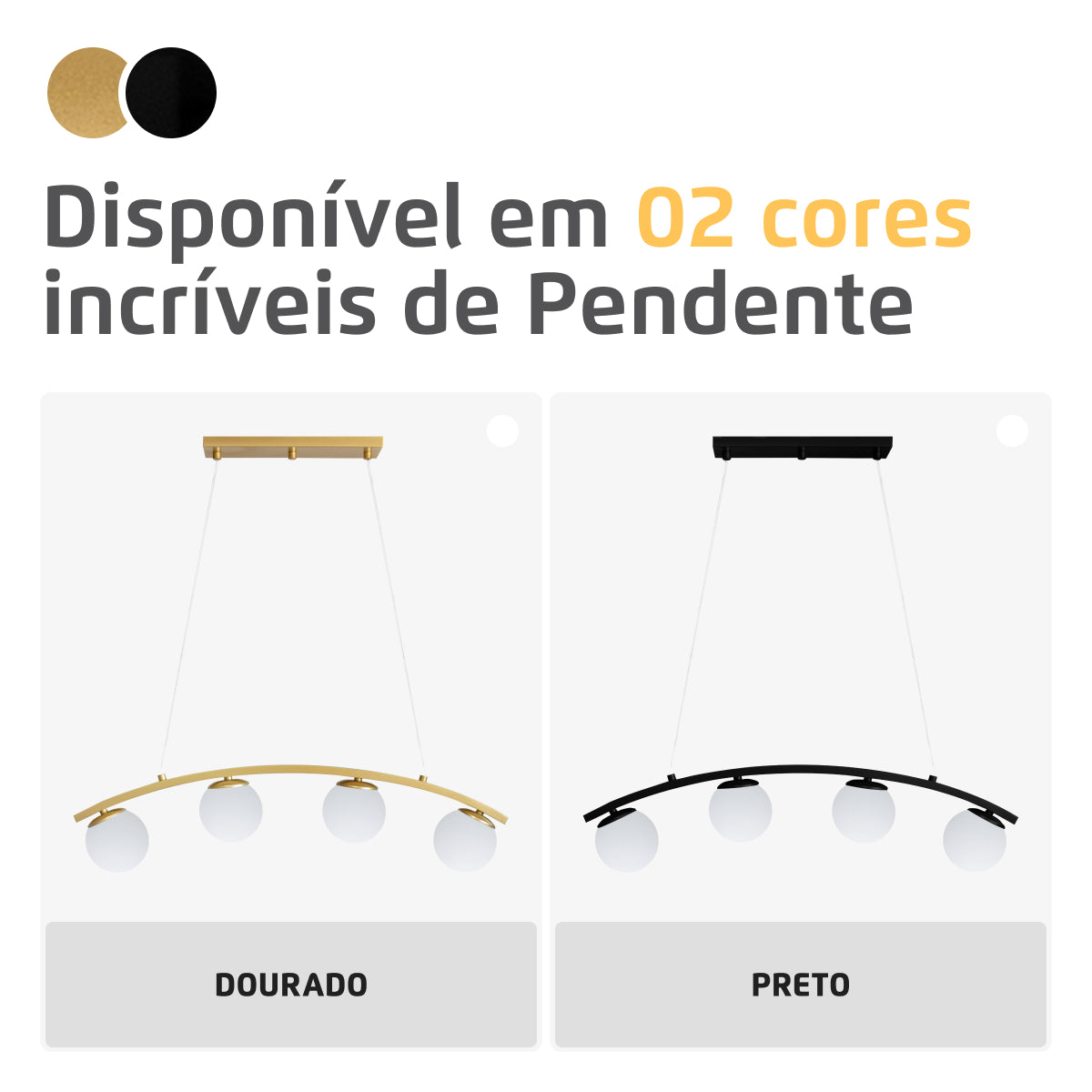 Luminária Pendente Nero Up Dourado 4 Globos Leitosos 10Cm