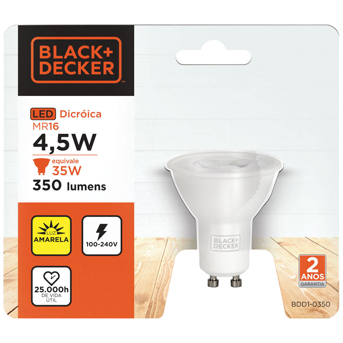 Lâmpada Led MR16 GU10 4,5W Black+Decker