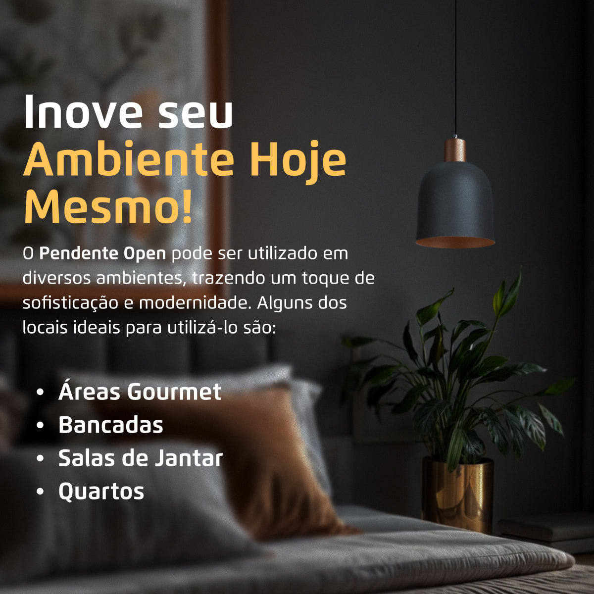 Pendente Lustre Luminária Open em Alumínio Cinza