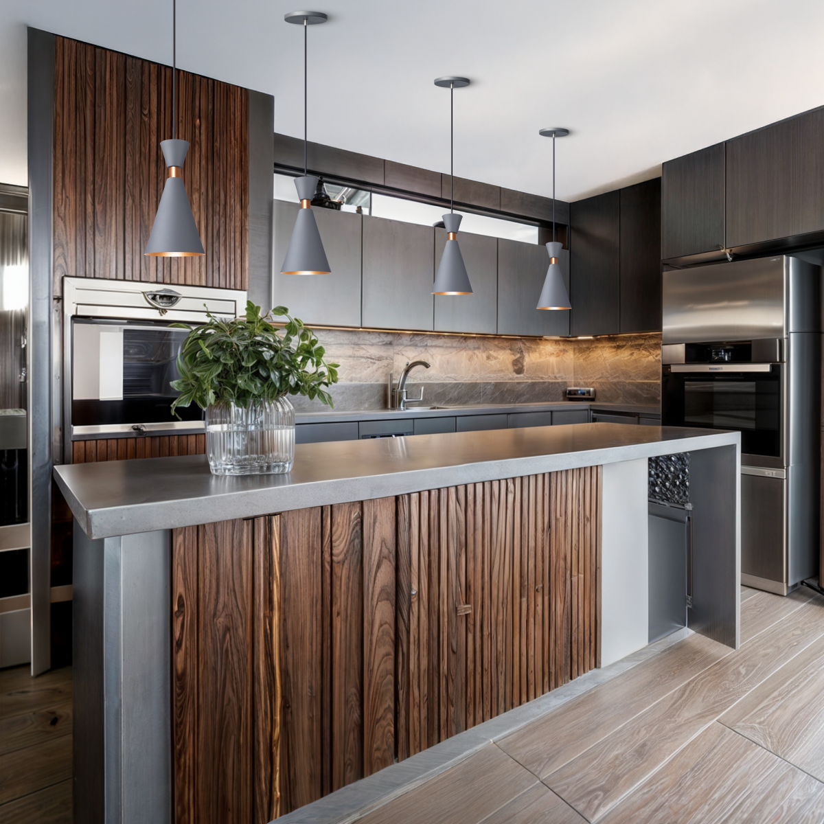 Pendente Lustre Luminária Mini Pequim 24cm Cinza