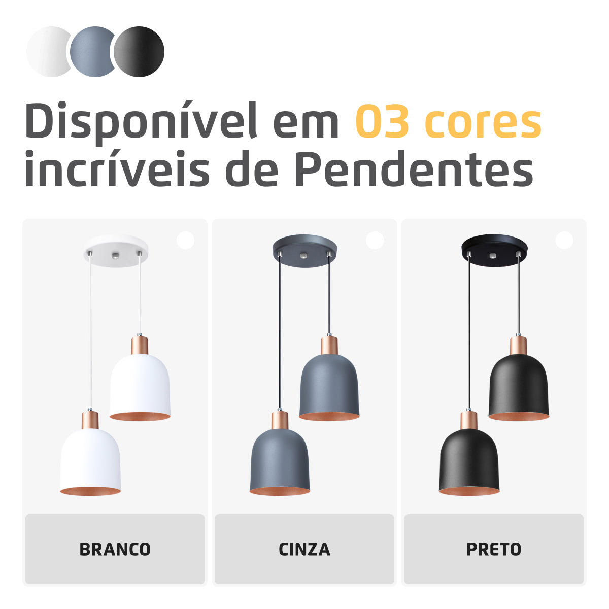 Pendente Lustre Luminária Open Cinza - Duplo