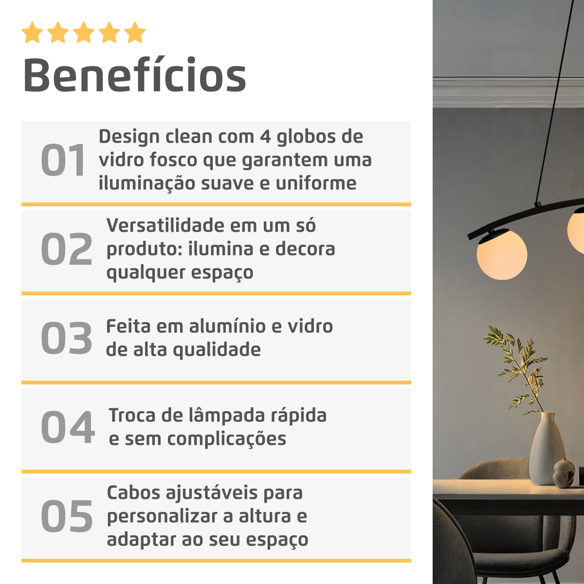 Luminária Pendente Nero Up Preto 4 Globos Leitosos 10Cm