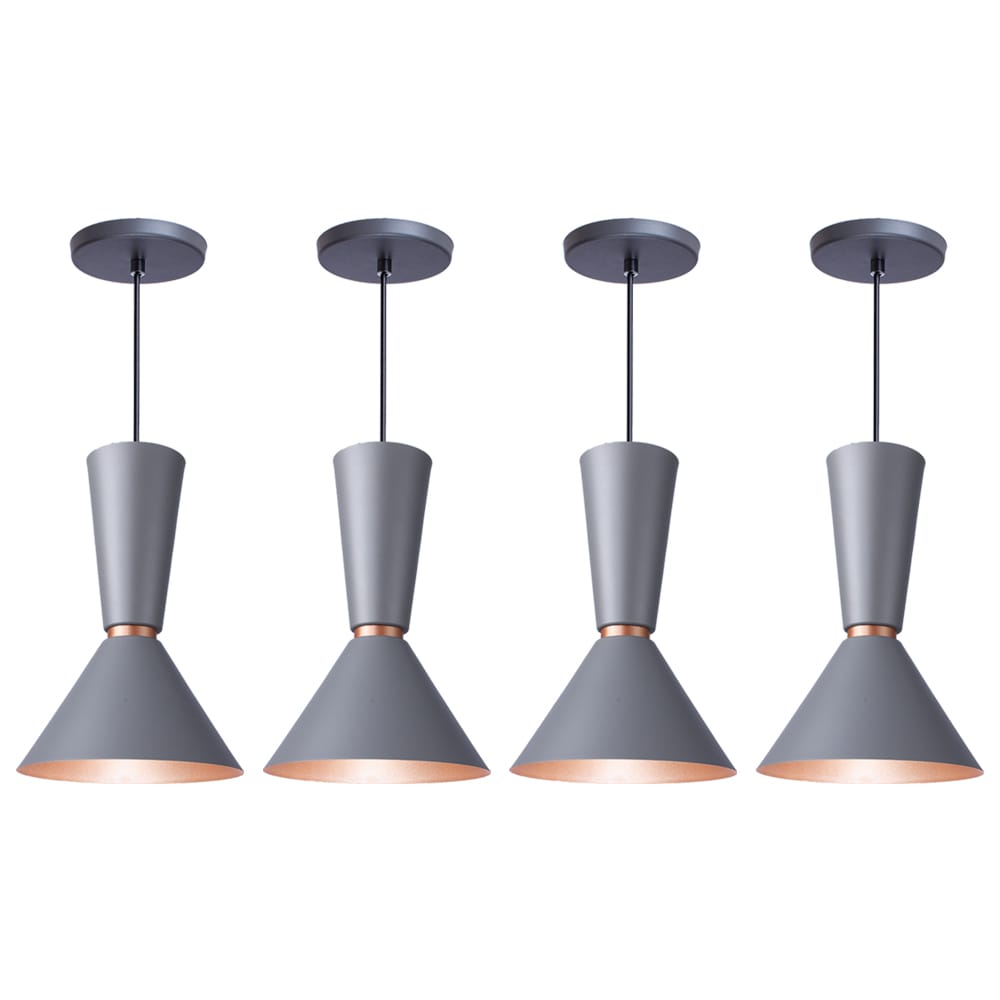 Pendente Lustre Luminária Cone Rio Cinza
