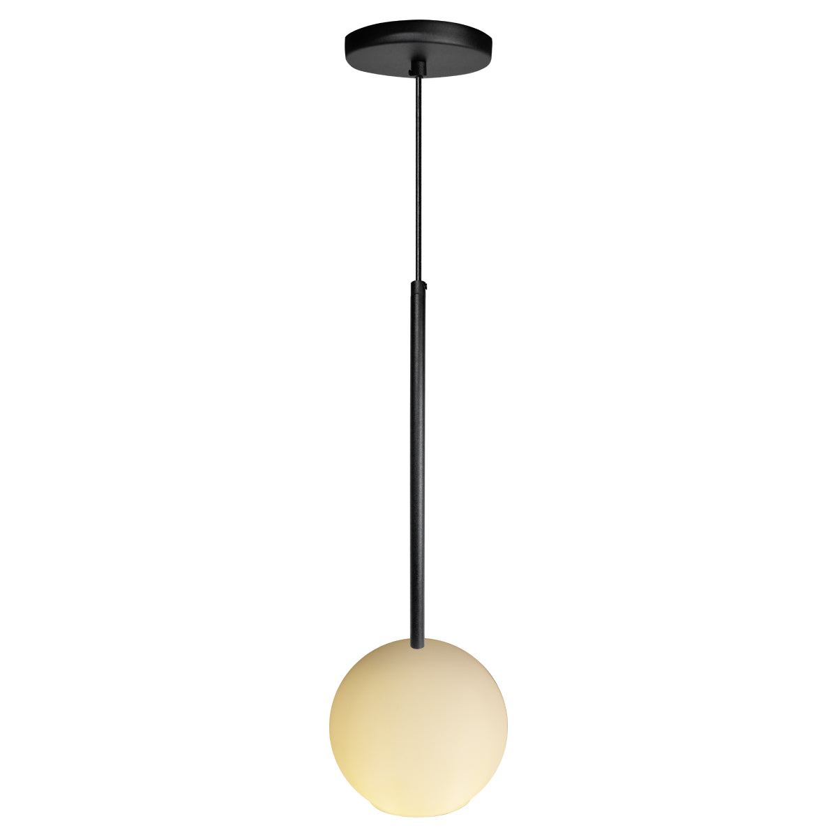 Pendente Lux Preto Globo Vidro Branco + Led
