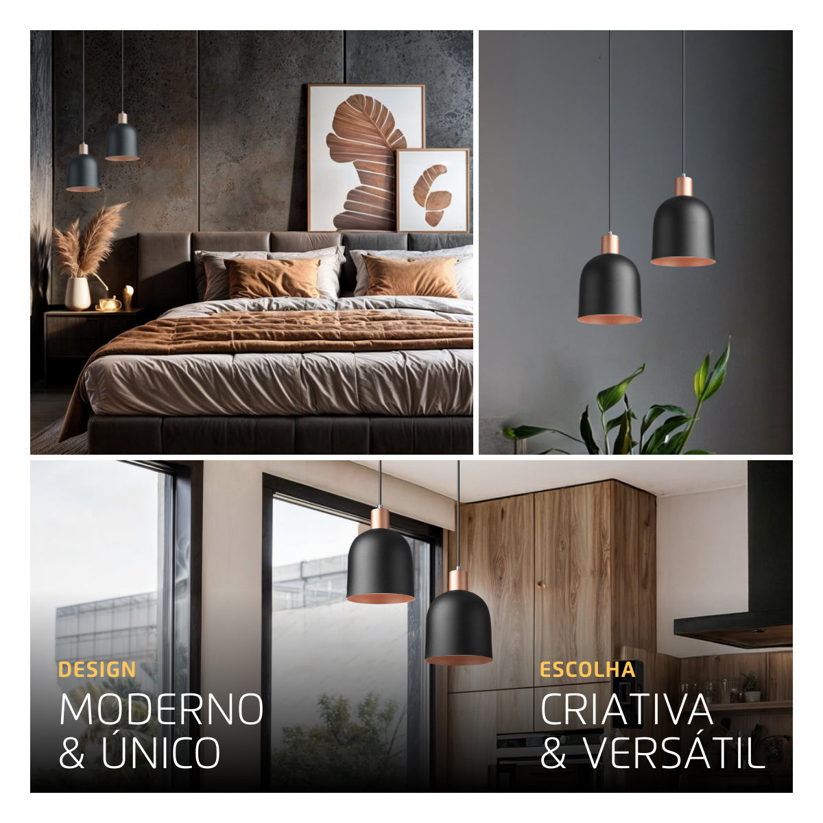 Pendente Lustre Luminária Open Preto - Duplo