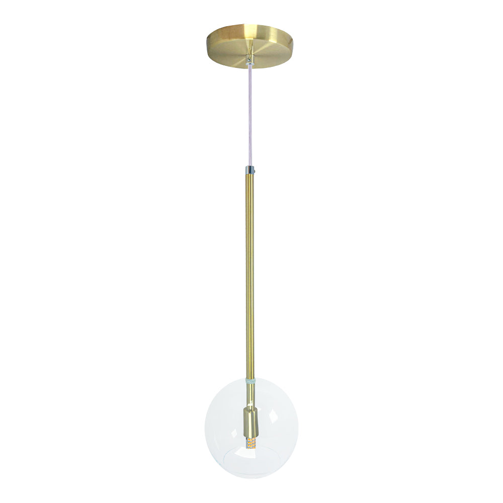 Pendente Lux Dourado Globo Vidro Cristal + Led