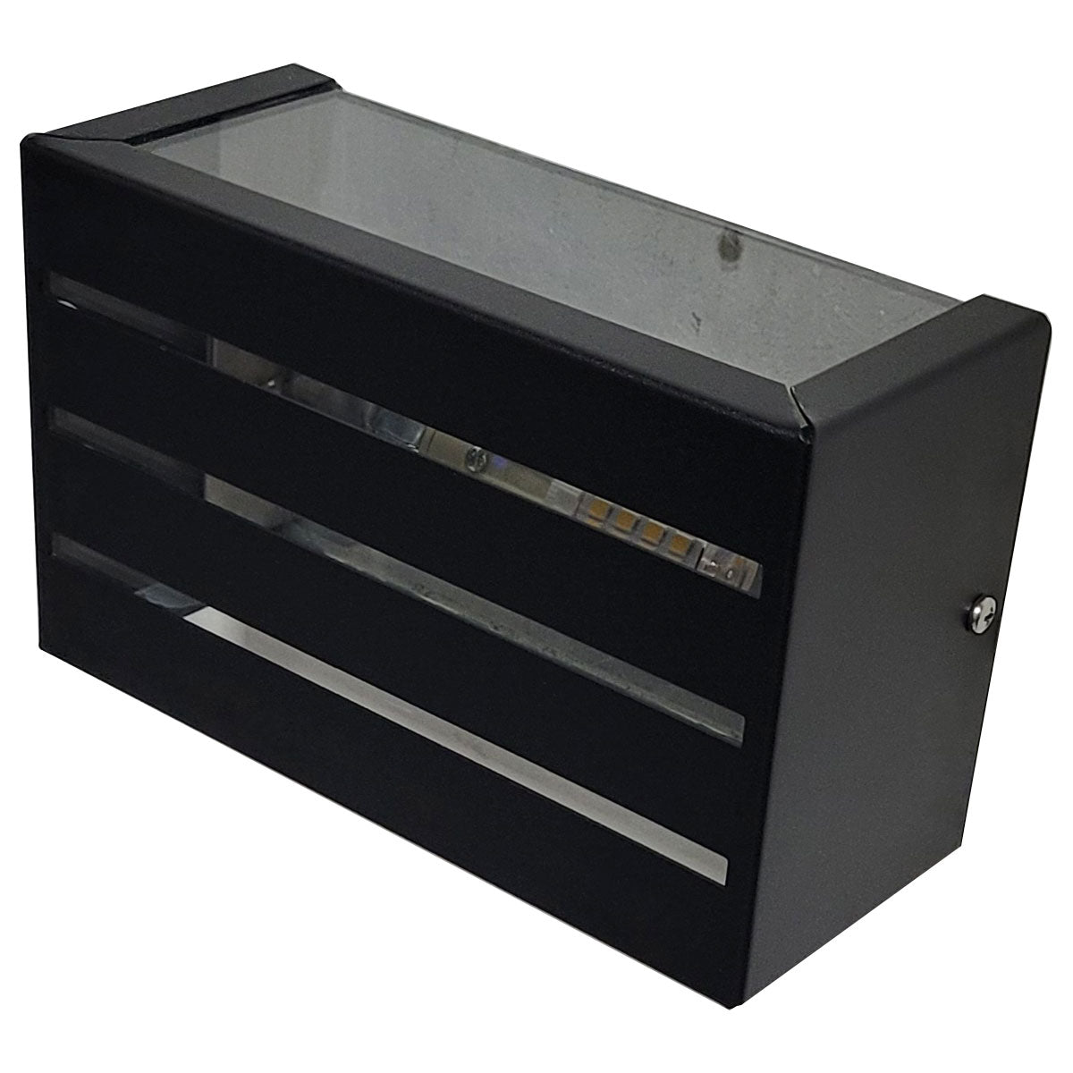 Arandela 2 Focos Efeito 3 Frisos Preta Externa Retangular Alumínio