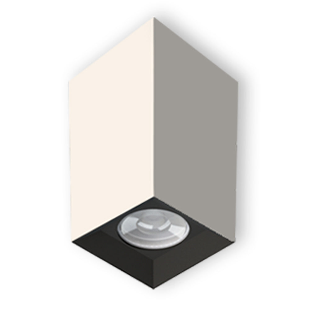 Spot Plafon Sobrepor Tower Quadrado MR16 Branco Recuo Preto