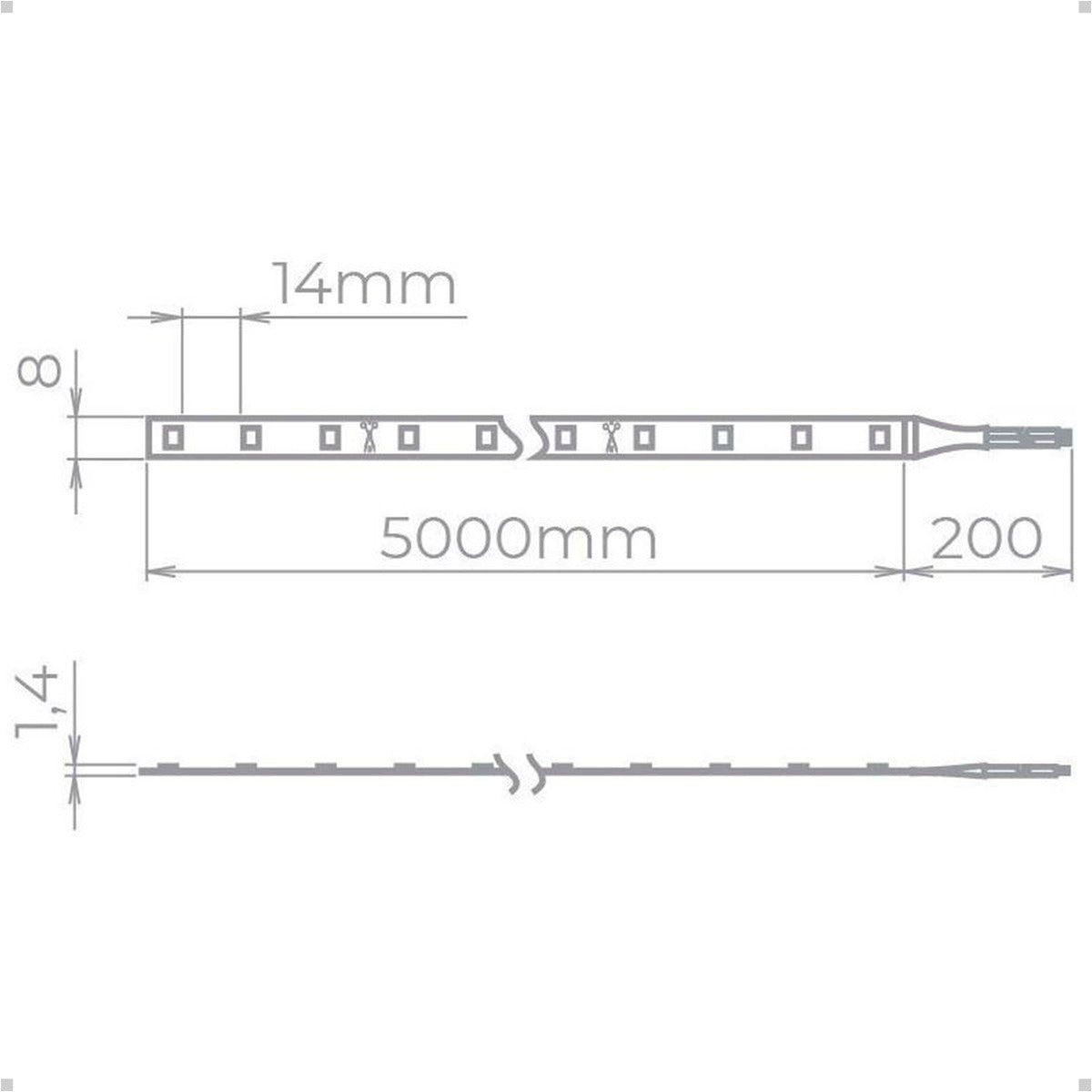 Fita Led Profissional Stella Eco 5W/M 12V IP20 5m 2700K Branco Quente