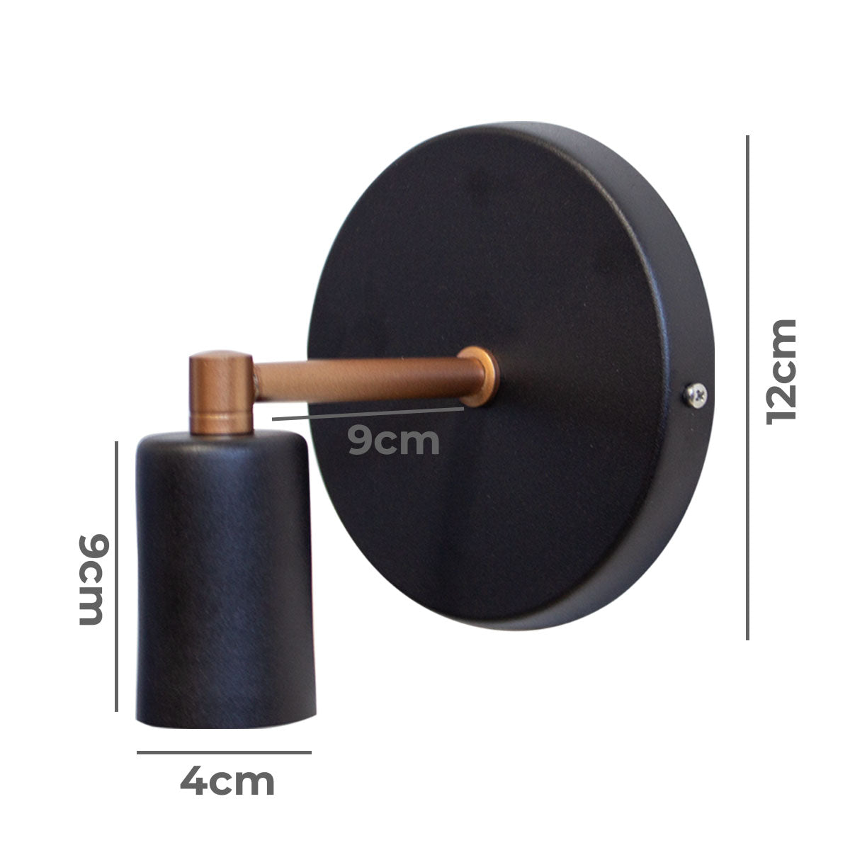 Arandela Retrô Industrial Preto com Cobre