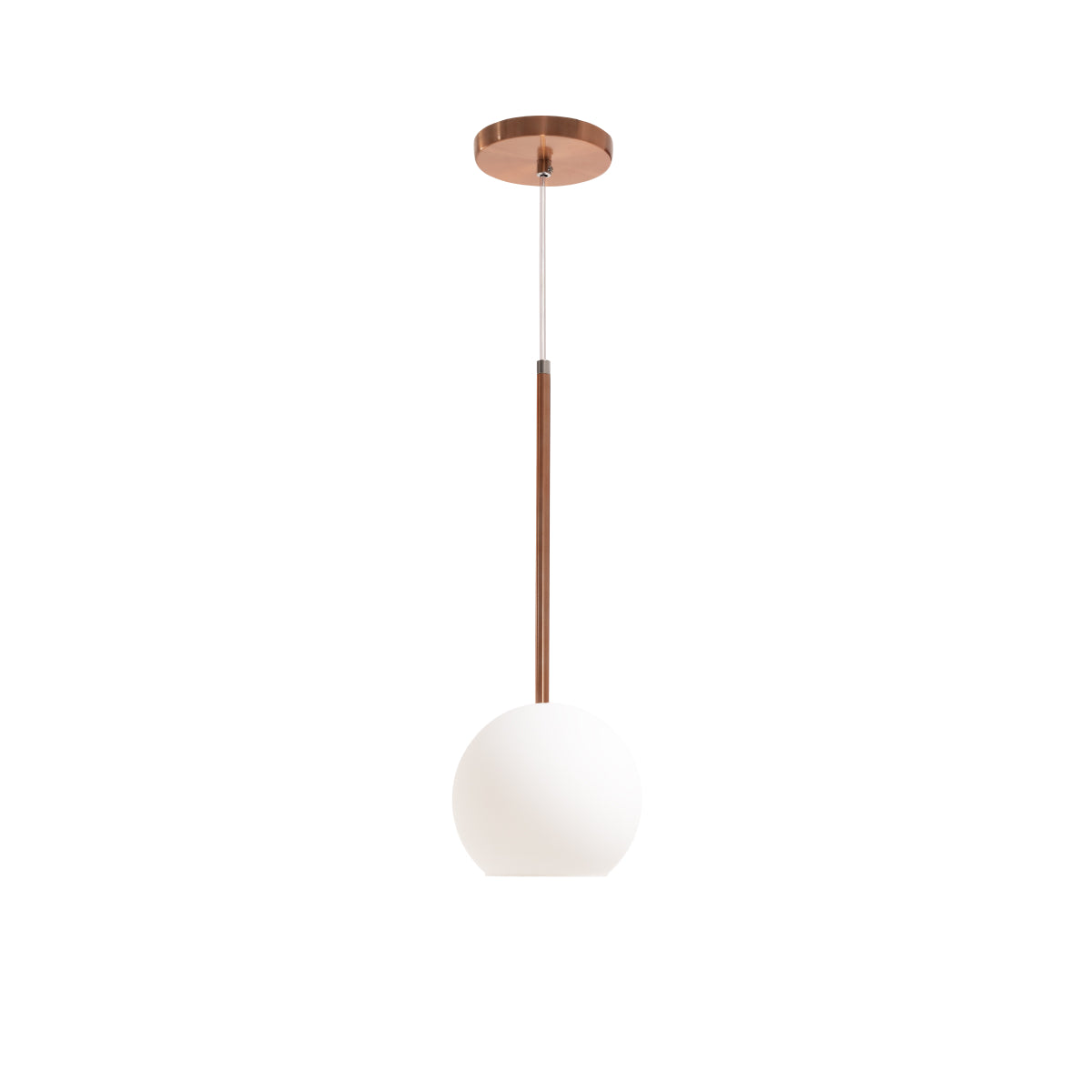 Pendente Lux Cobre Rose Gold Globo Vidro Branco + Led