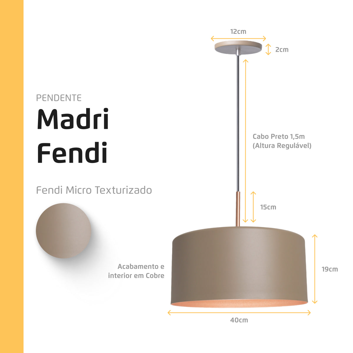 Pendente Lustre Luminária Madri Fendi