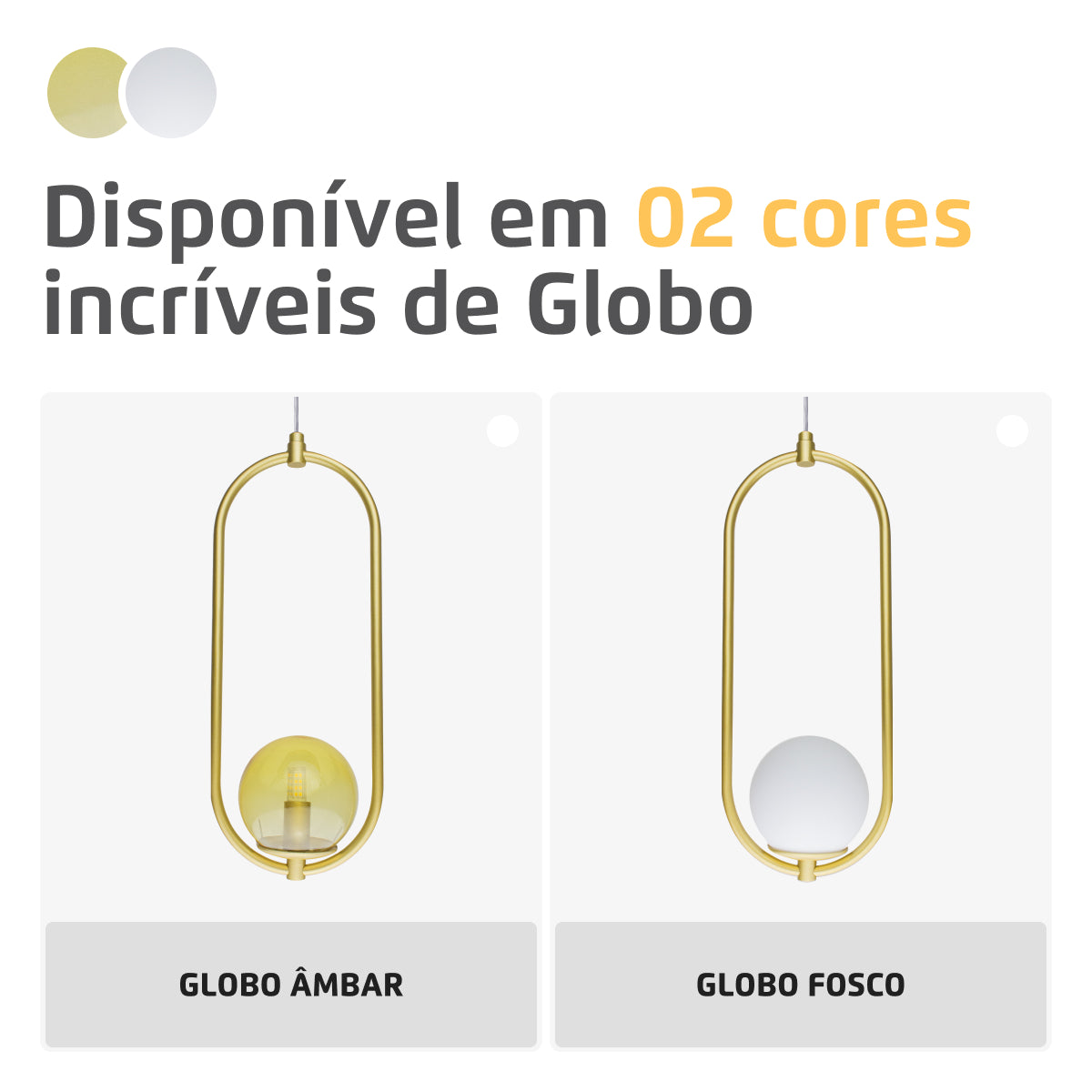 Luminária Pendente Arkom Light Dourado Globo Âmbar 10cm