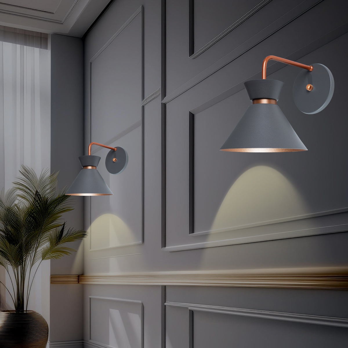 Arandela Parede Berlin 15cm Cinza C/ Cobre