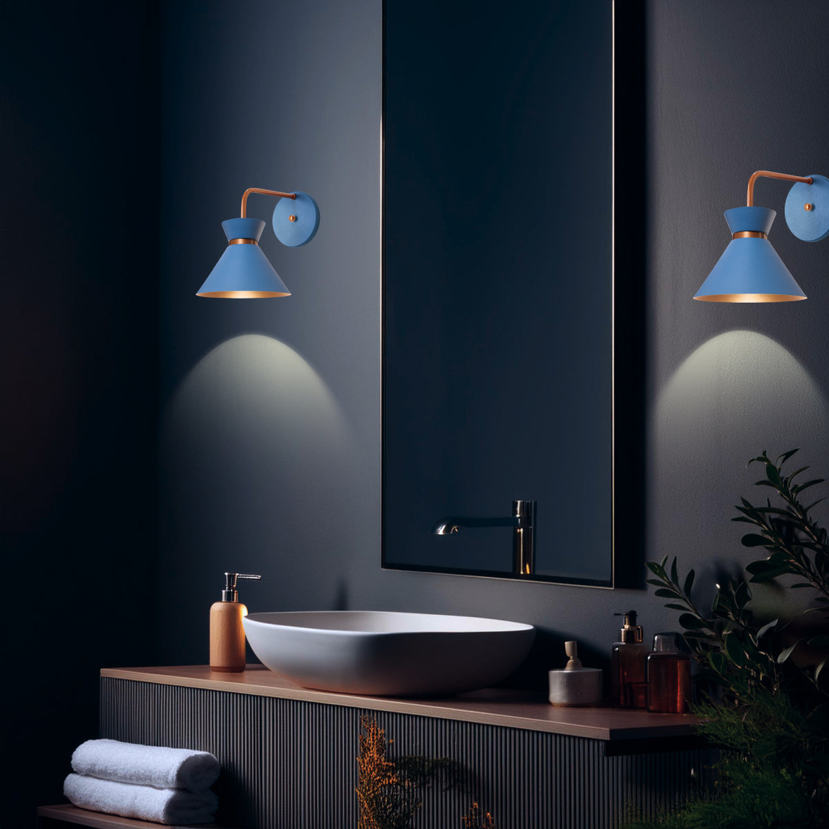 Arandela Parede Berlin 15cm Azul C/ Cobre