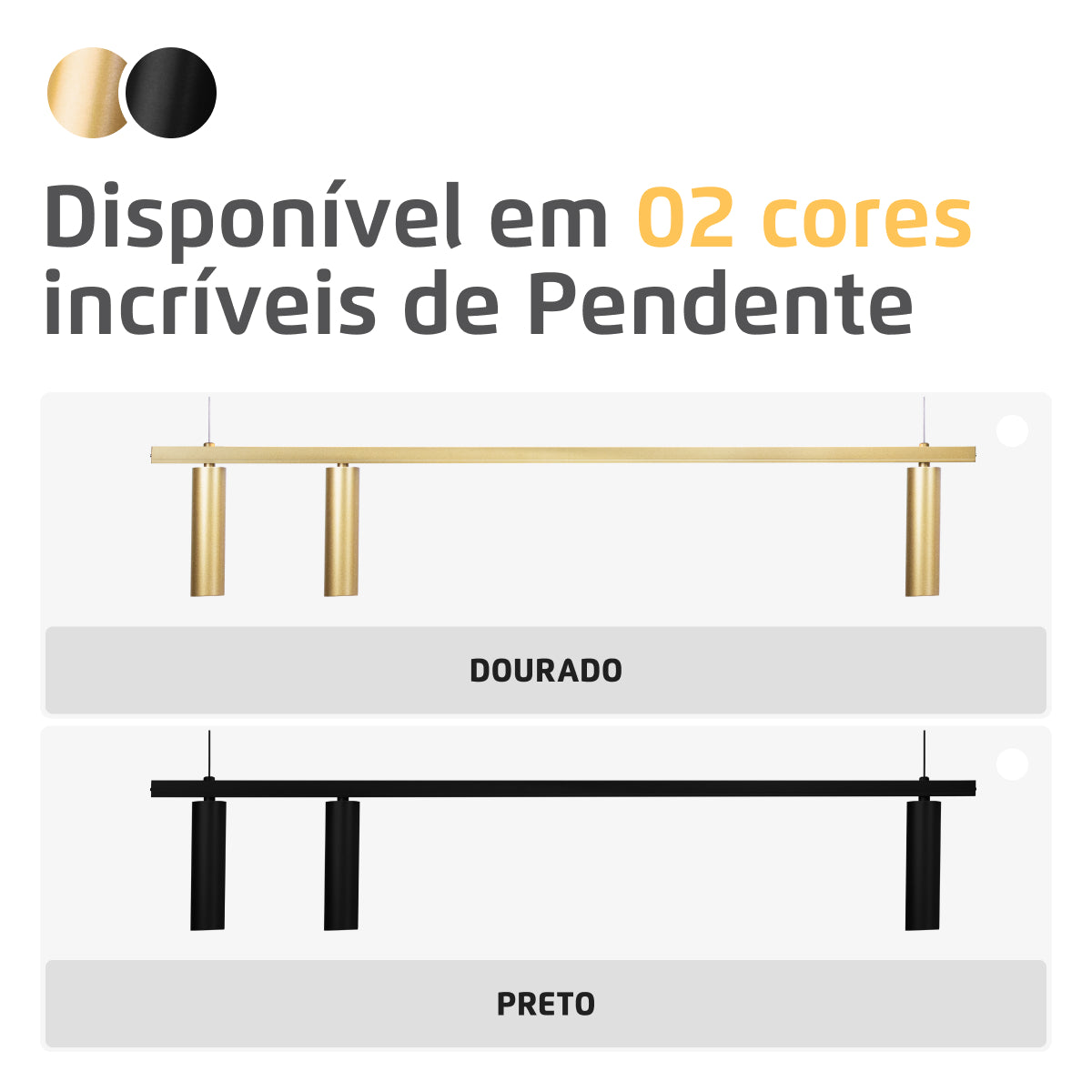 Luminária Pendente Perfil Turn 100Cm Led 22w 3000k Dourado