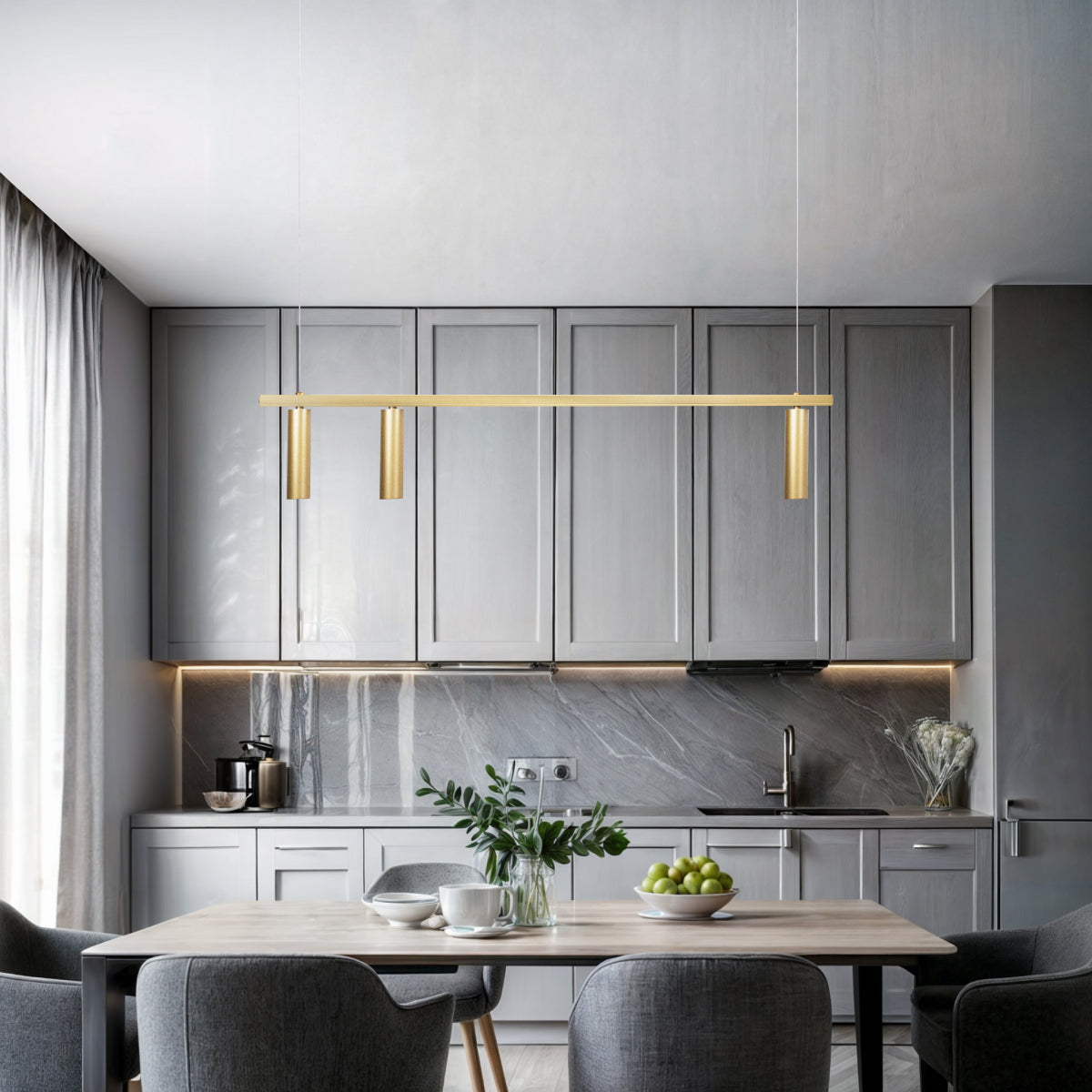 Luminária Pendente Perfil Turn 100Cm Led 22w 3000k Dourado