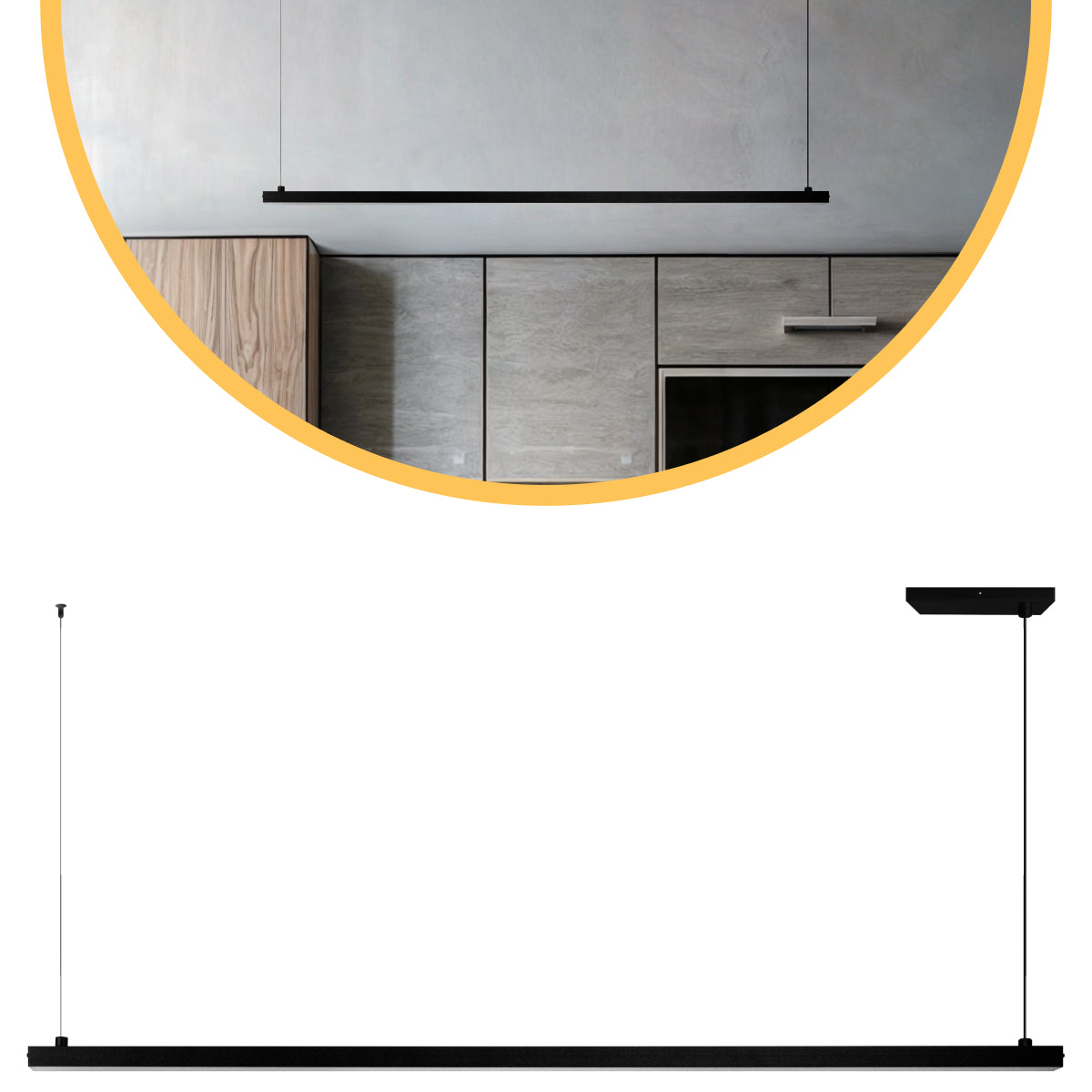 Luminária Pendente Perfil 100Cm Led 22w 3000k Preto