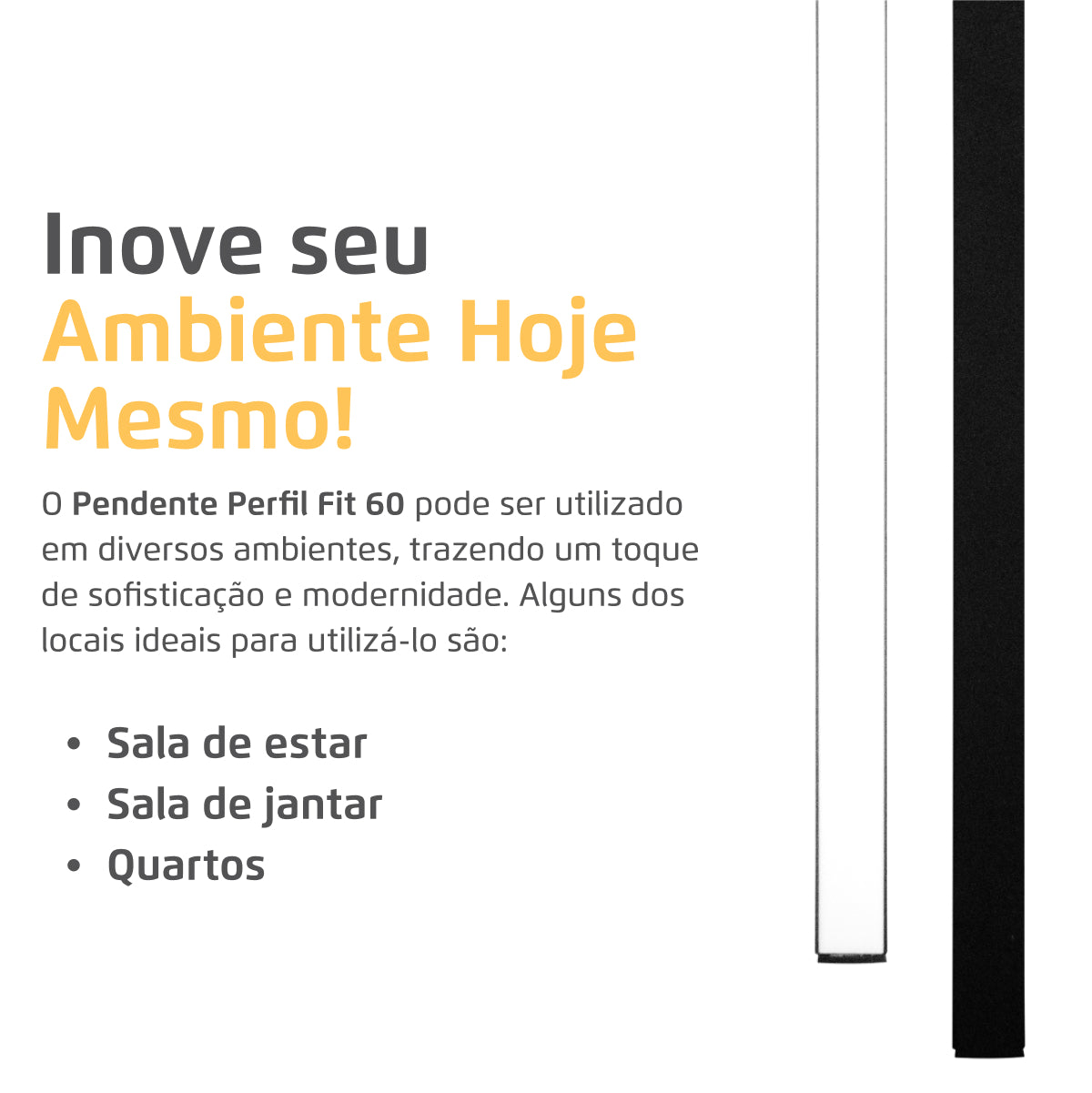 Luminária Pendente Perfil Fit Led 8W 3000K 60cm Preto