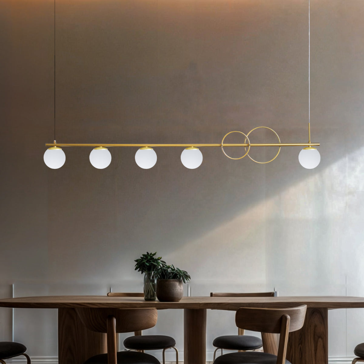 Luminária Pendente Orion Lumit Dourado 5 Globos Leitosos 12Cm