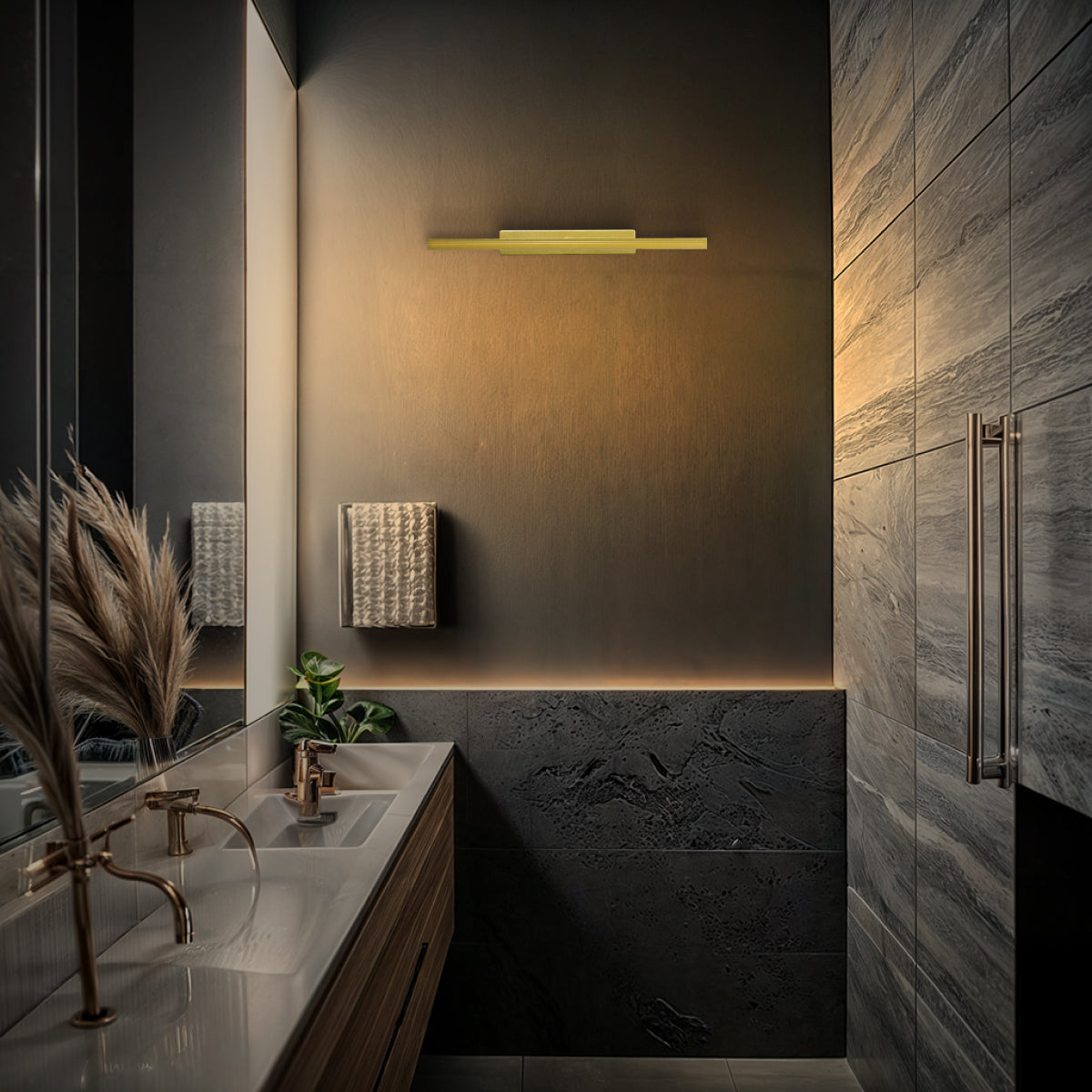 Arandela Quadro Perfil Midi Led 5w 3000k Dourado Metalizado