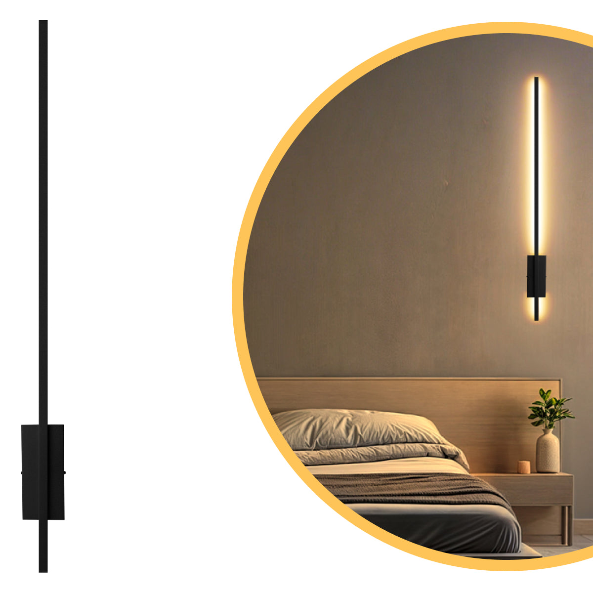 Arandela Perfil Slim Luz Indireta 100Cm 22w 3000K Preto