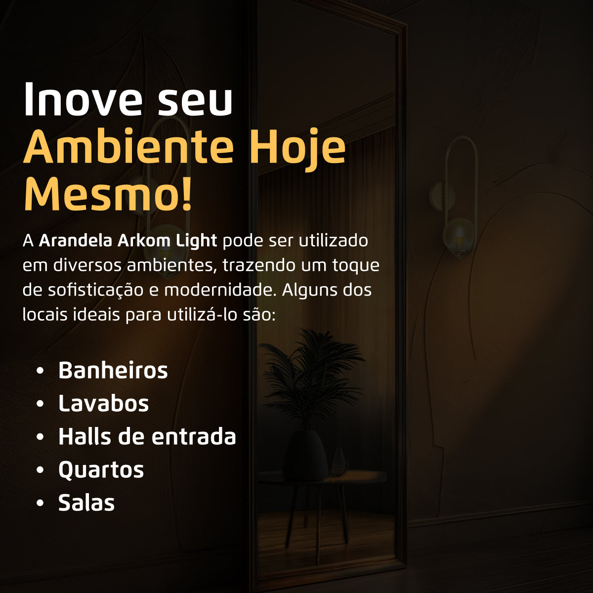 Arandela Arkom Light Parede Dourado Globo Vidro Leitoso 10Cm