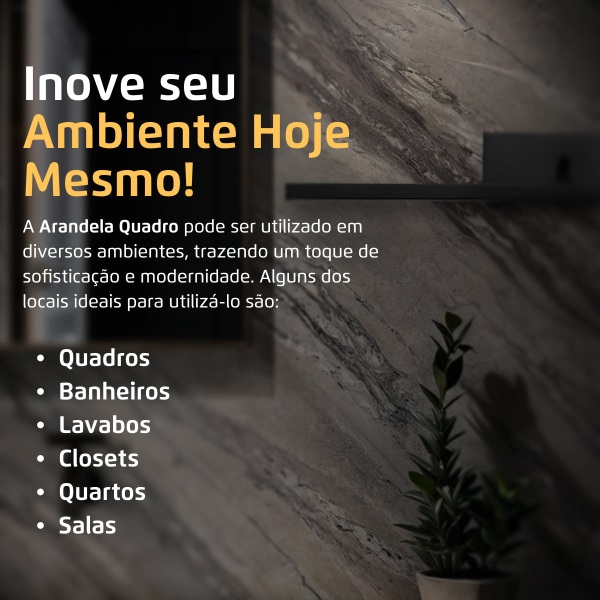 Arandela Quadro Perfil Led 6W 6000K Preto