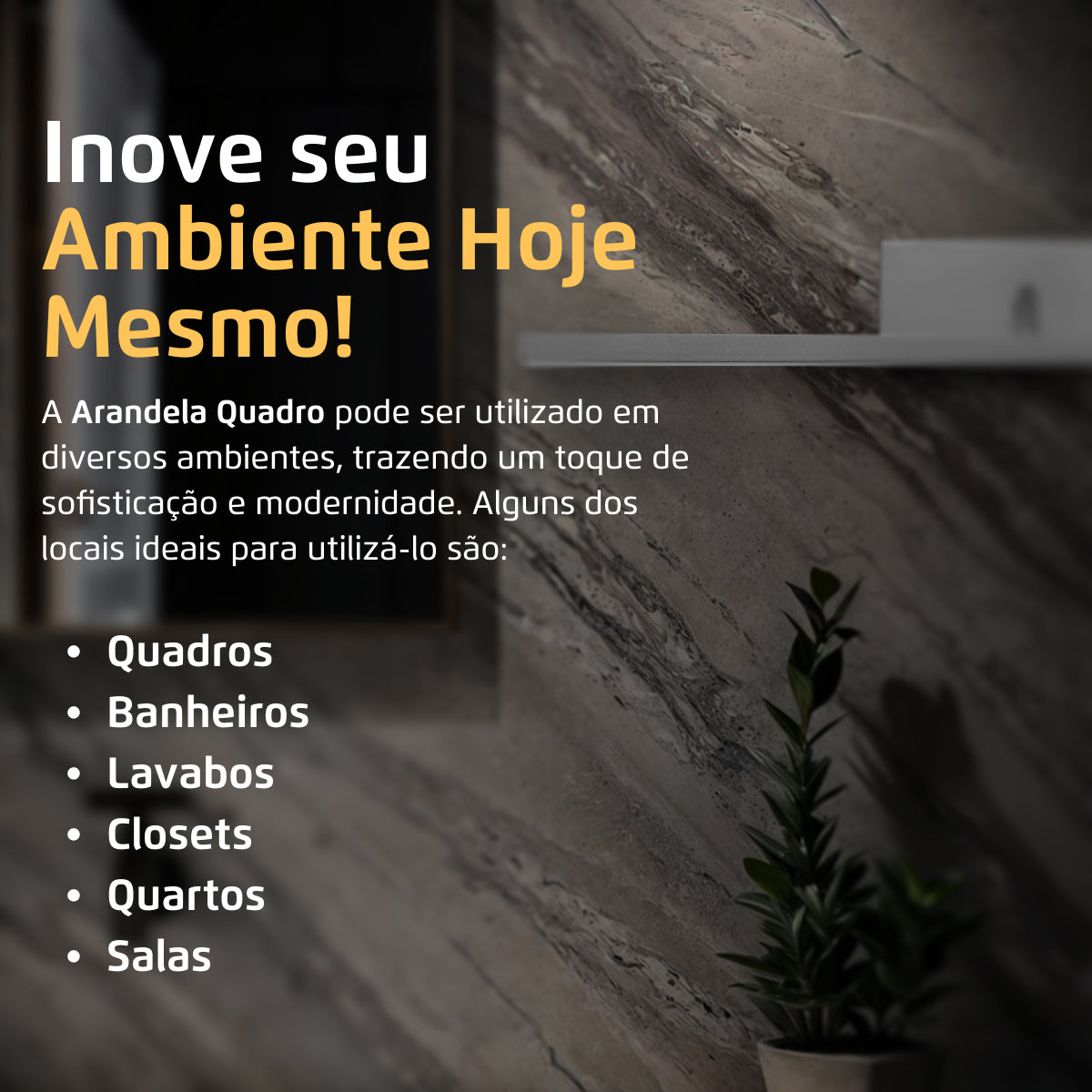 Arandela Quadro Perfil Led 6W 3000K Prata Metalizado