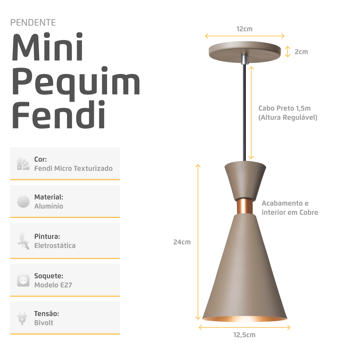 Pendente Lustre Luminária Mini Pequim 24cm Fendi