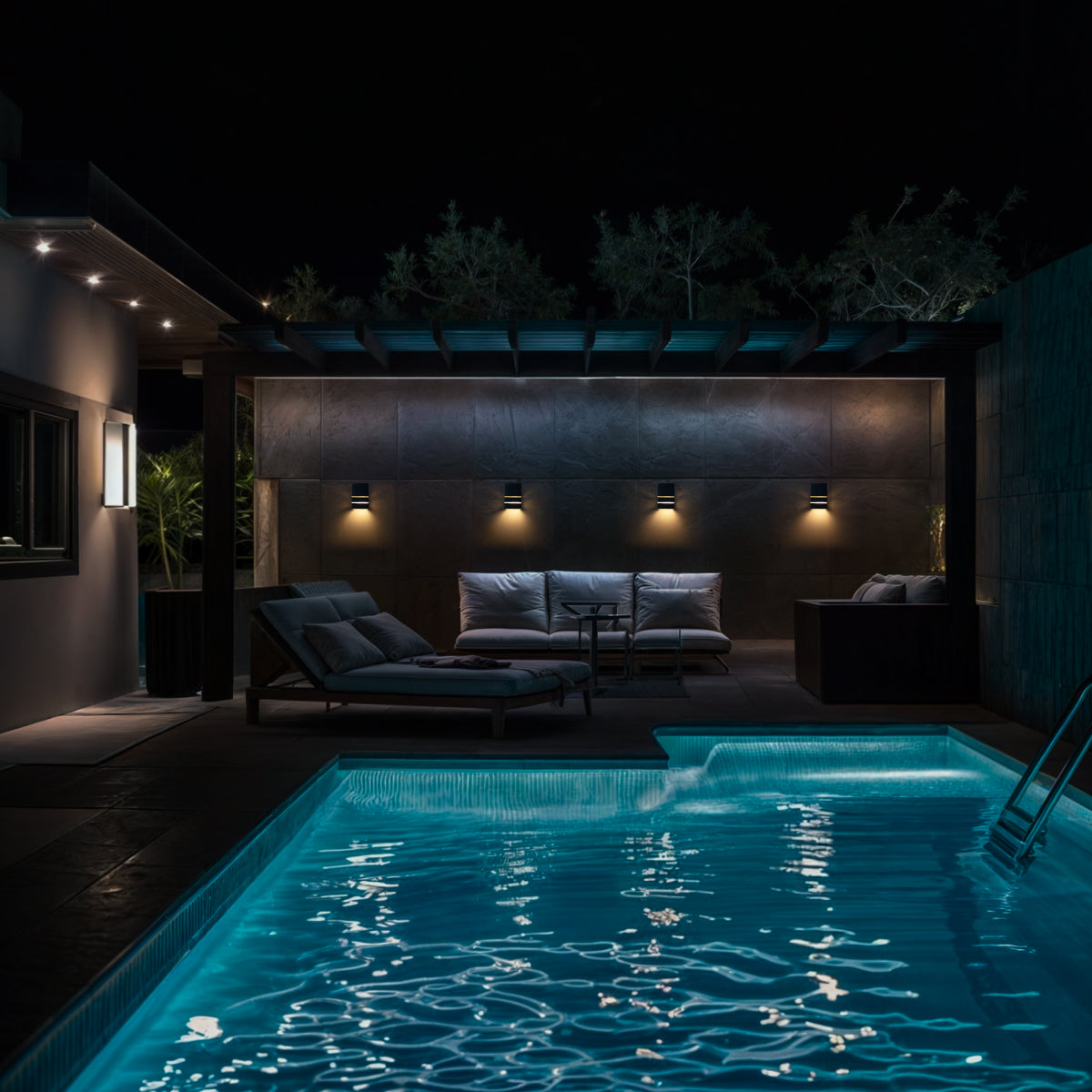 Arandela Alumínio 2 Frisos 1 Facho Interna e Externa Preta