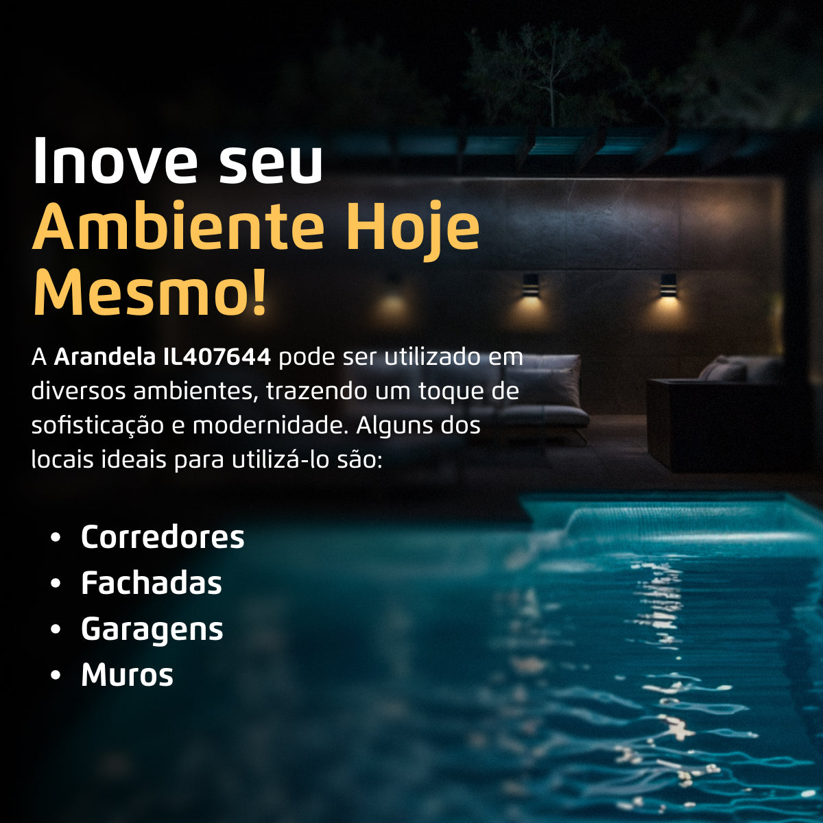 Arandela Alumínio 2 Frisos 1 Facho Interna e Externa Preta