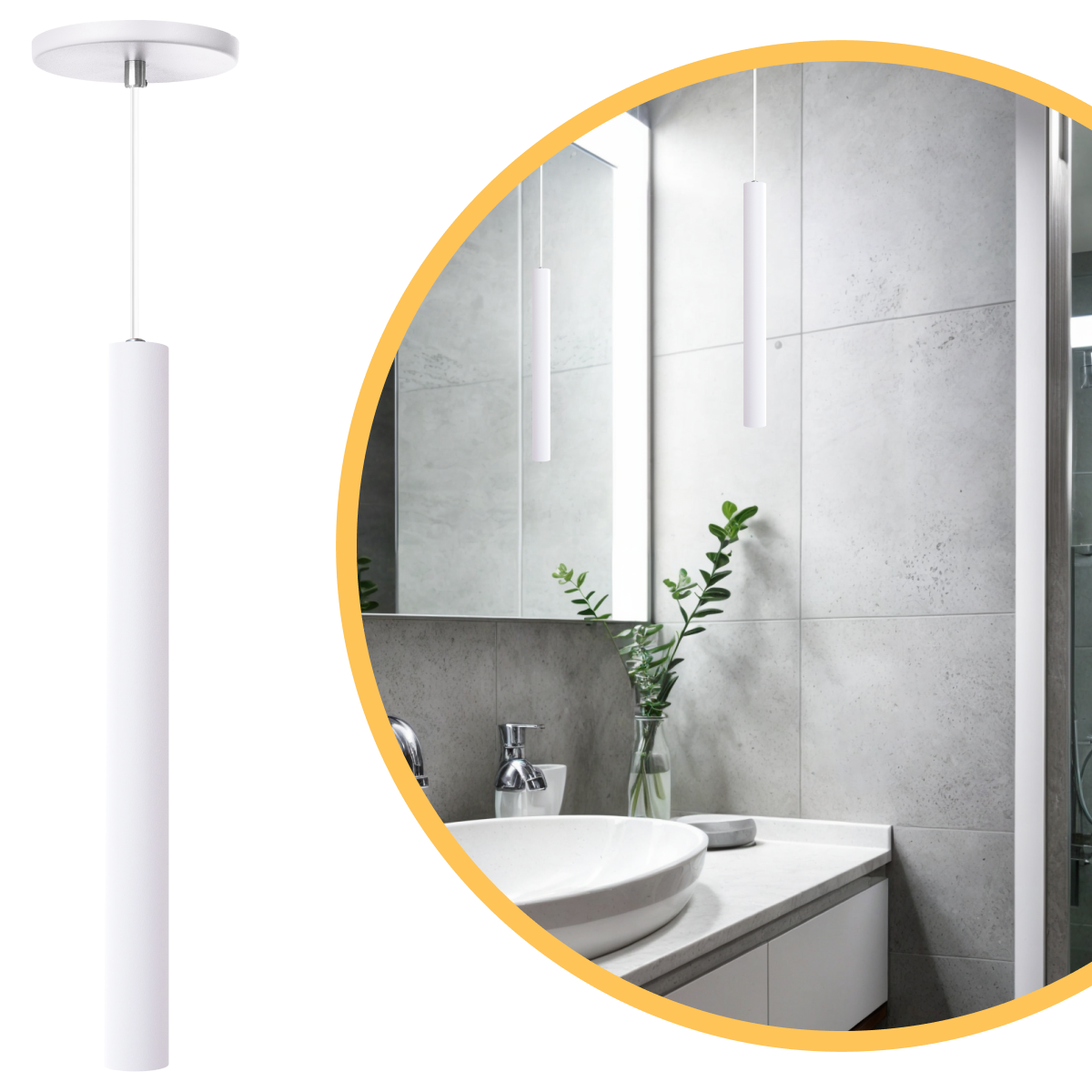 Pendente Luminária Tubo Branco 40 Cm