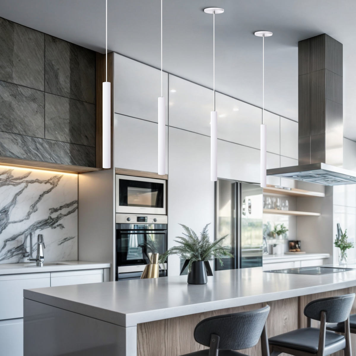 Pendente Luminária Tubo Branco 40 Cm