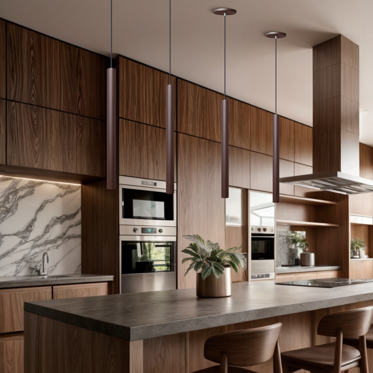 Pendente Luminária Tubo Marrom 50 Cm