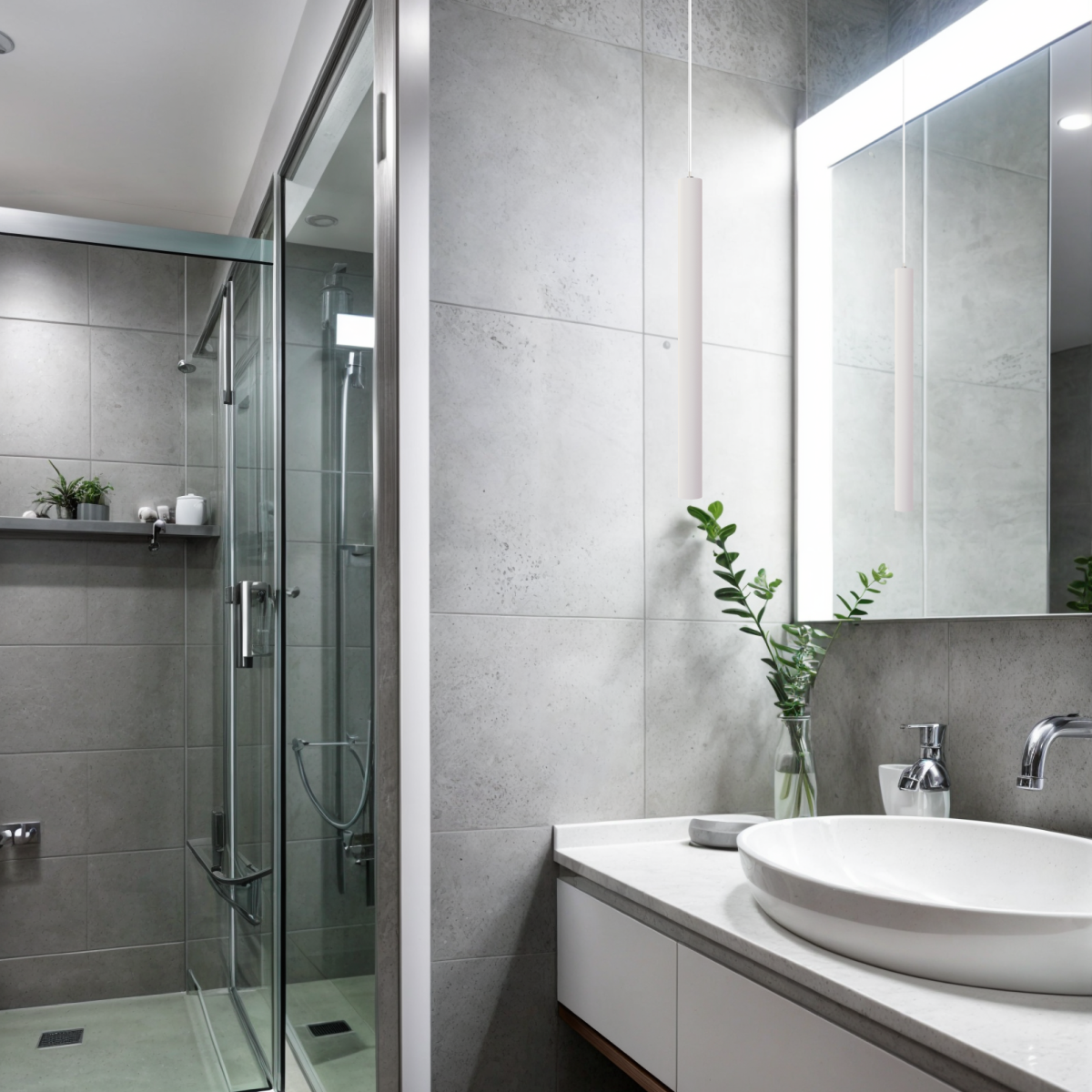 Pendente Luminária Tubo Branco 50 Cm