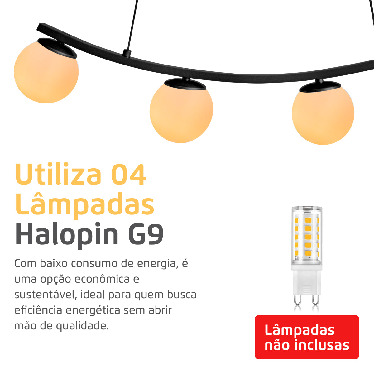 Luminária Pendente Nero Down Preto 4 Globos Leitosos 10Cm