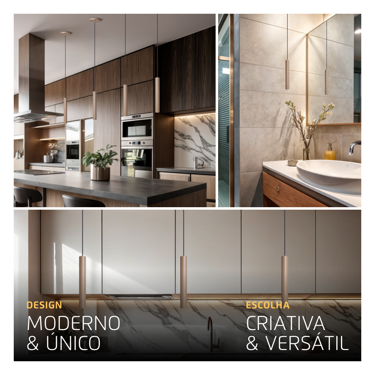 Pendente Luminária Tubo Fendi 30 Cm