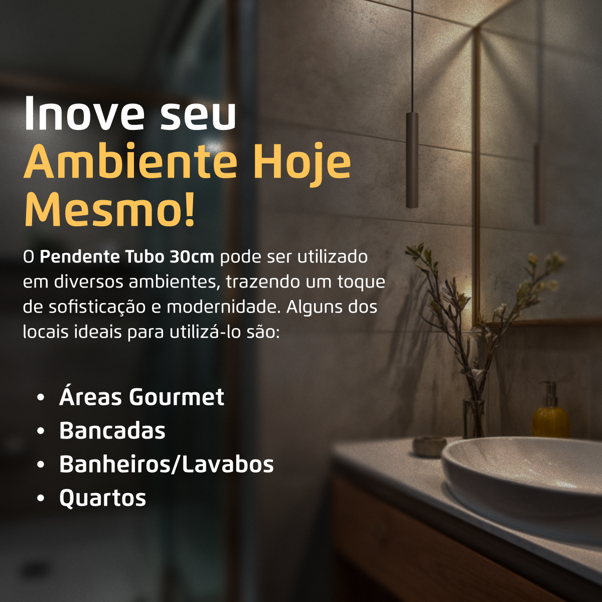 Pendente Luminária Tubo Fendi 30 Cm