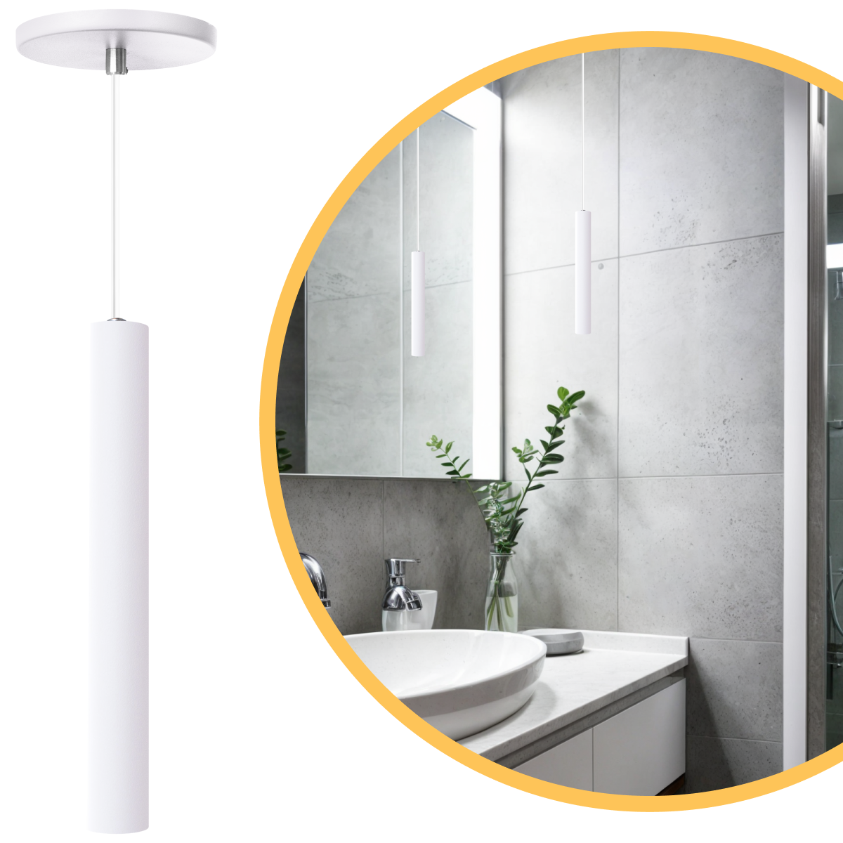 Pendente Luminária Tubo Branco 30 Cm