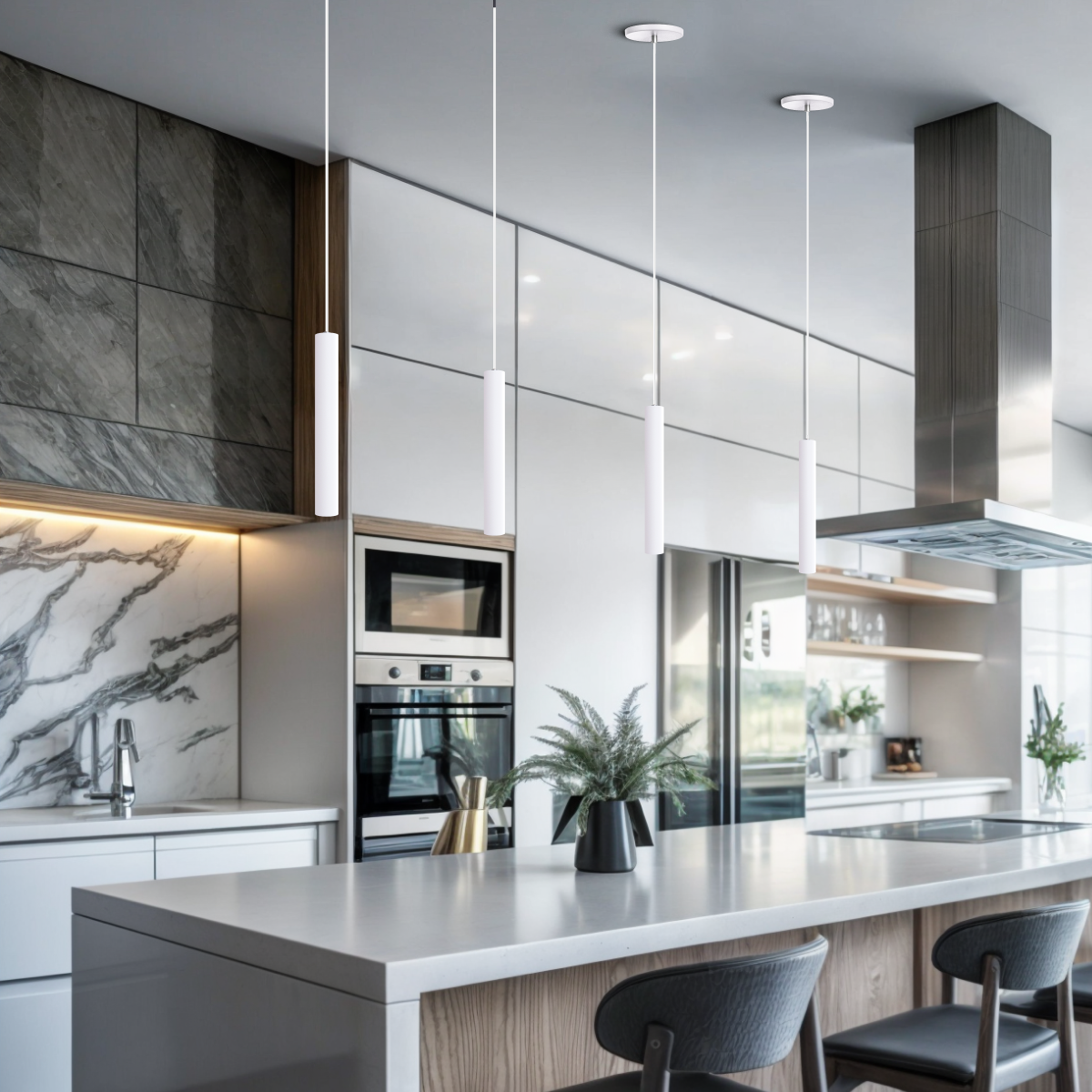 Pendente Luminária Tubo Branco 30 Cm