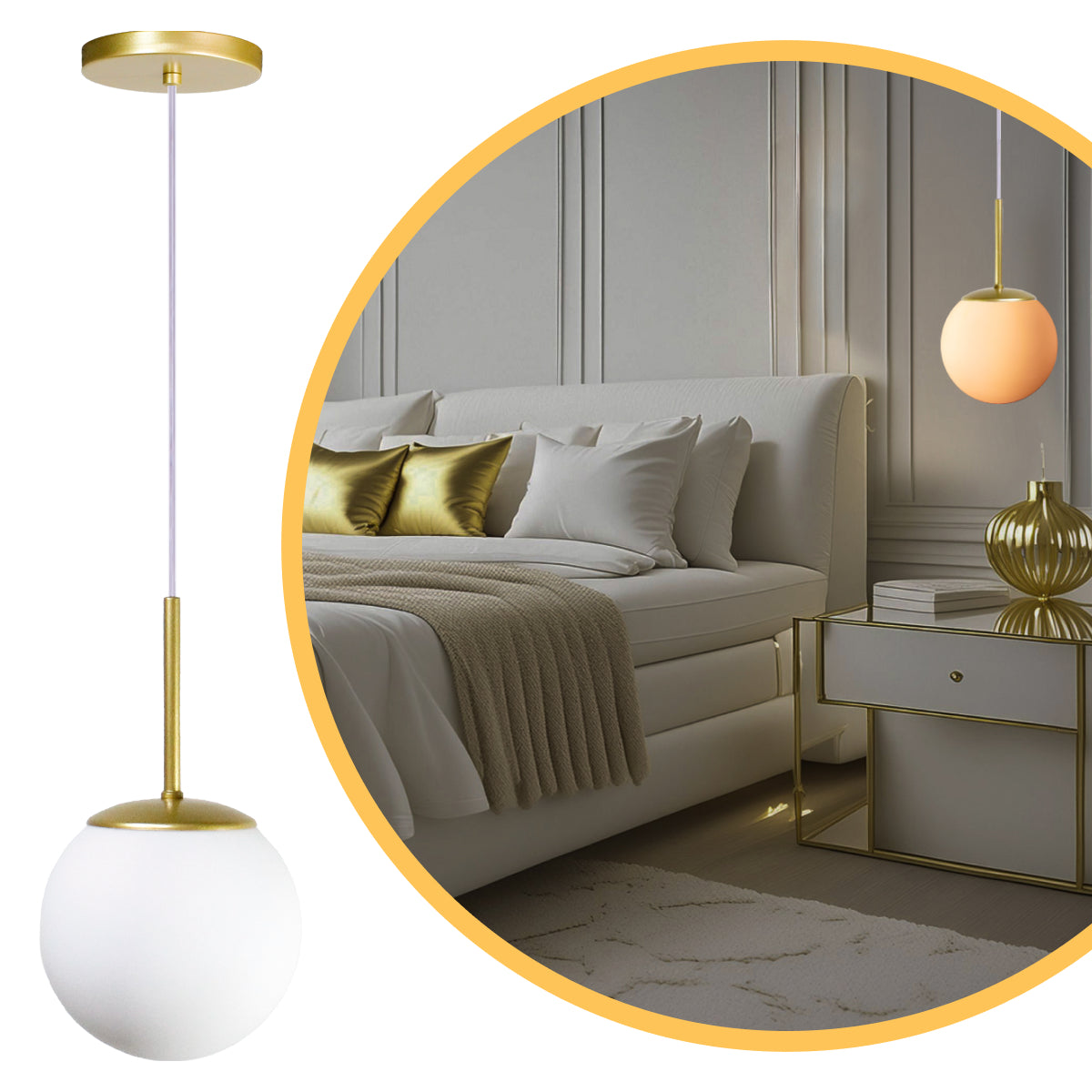 Luminária Pendente Jabuticaba Dourado Bola Globo de Vidro