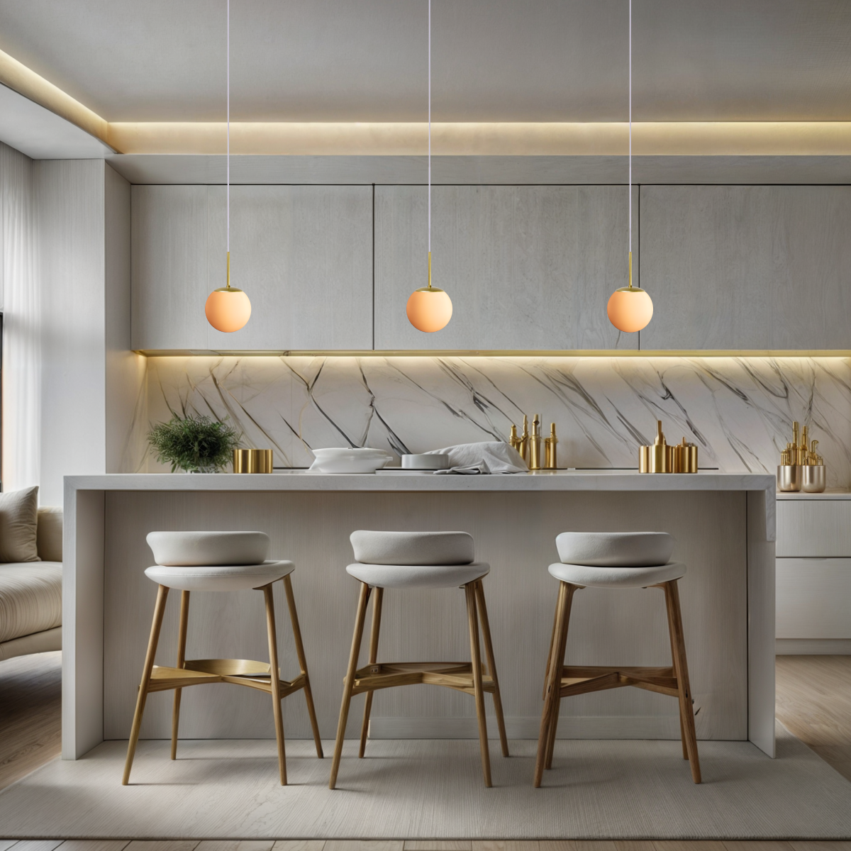 Luminária Pendente Jabuticaba Dourado Bola Globo de Vidro