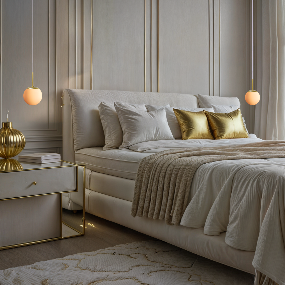 Luminária Pendente Jabuticaba Dourado Bola Globo de Vidro