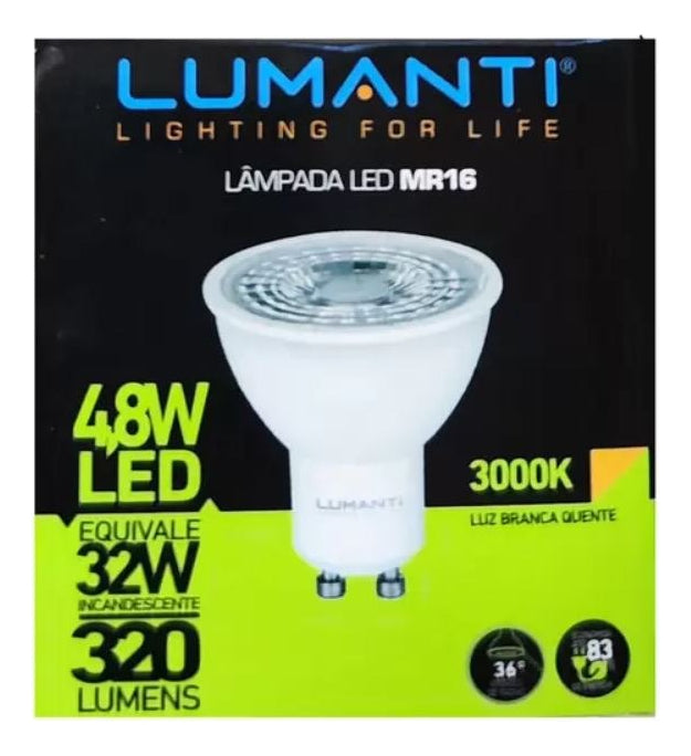 Lâmpada Led MR16 GU10 4,8w Lumanti 3000k Branco Quente