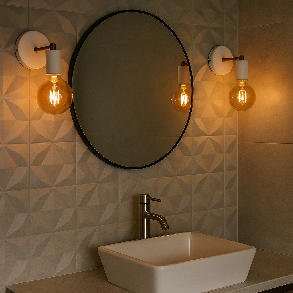 Arandela Retrô Industrial Branco com Cobre