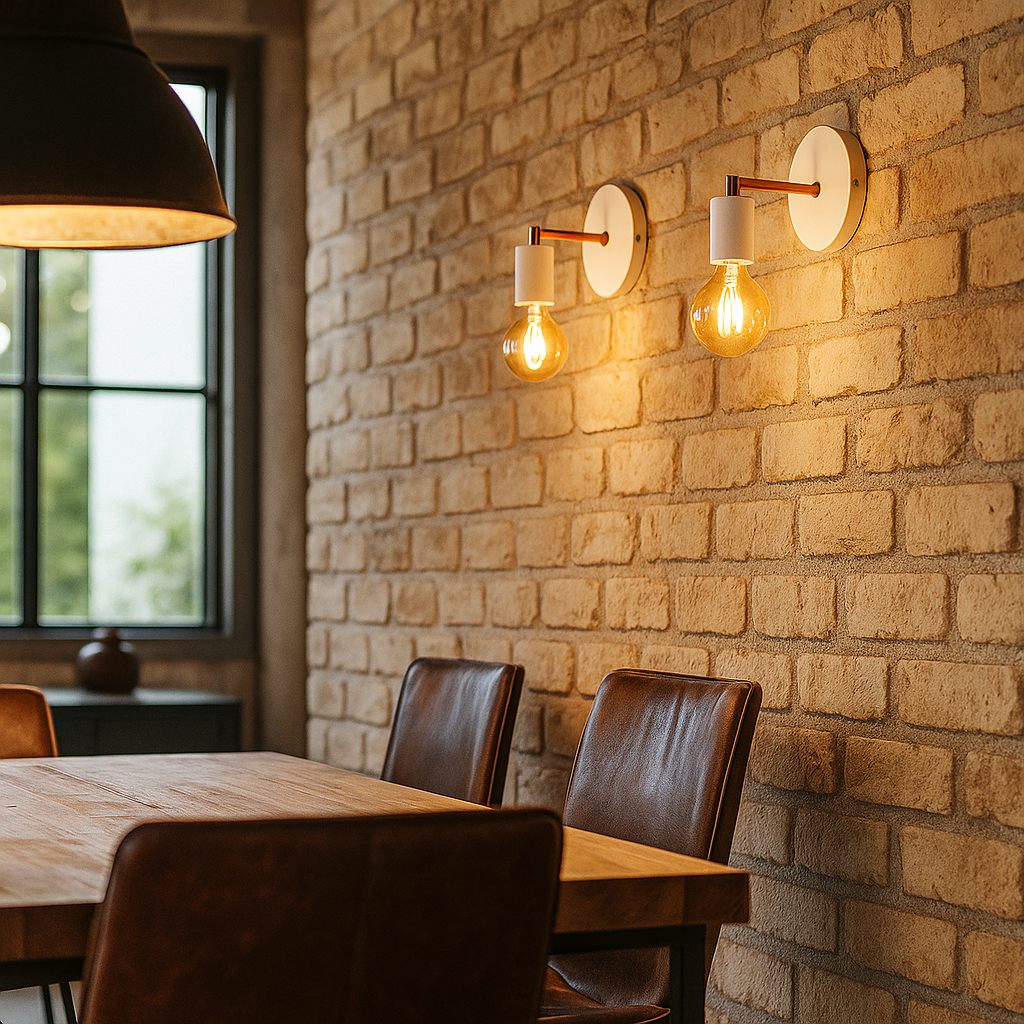 Arandela Retrô Industrial Branco com Cobre